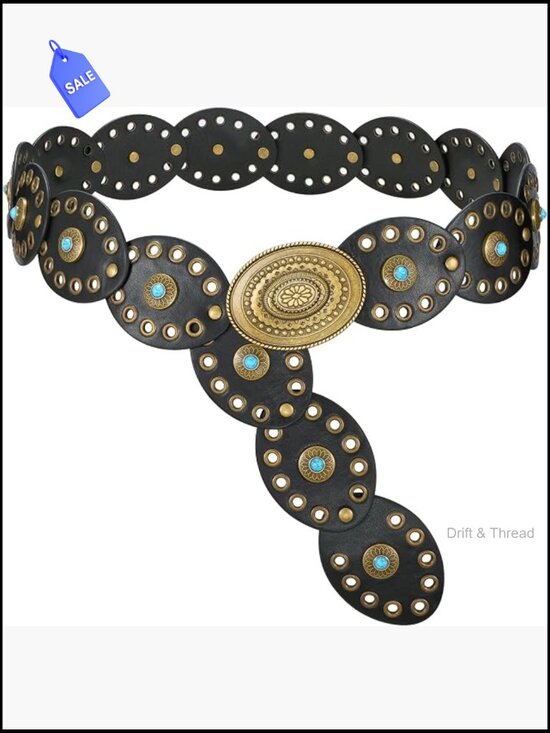 Western Disc Belt with Turquoise Accents - Cowgirl Country Concert Accessory main image 7